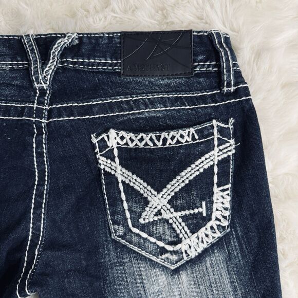 Amethyst Skinny Leg Jeans 3 Tall (27x31.5) Blue Distressed Embroidered Juniors - Picture 7 of 9